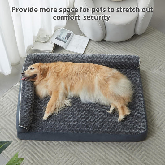 BFPETHOME Orthopedic Dog Beds for Large Dogs-Waterproof Sofa Dog Bed with Removable Washable Cover, Large Pet Bed with Waterproof Lining and Nonskid Bottom, Pet Bed for Dogs