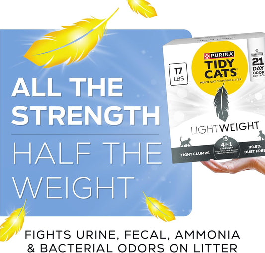 Purina Tidy Cats LightWeight 4-In-1 Strength Multi-Cat, Odor control, Clumping, 99.9 Percent Dust Free Cat Litter - 17 lb. Box