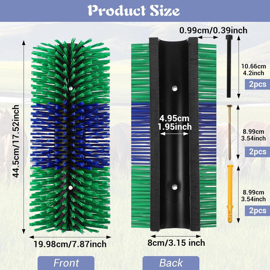 Livestock Scratching Brush, 17.5 x 7.8 Inch Goat Brushes for Grooming, Horse Brushes for Shedding, Livestock Brush with 4 Screws Great for Horse, Elk, Cattle, Pig, Sheep(Green)