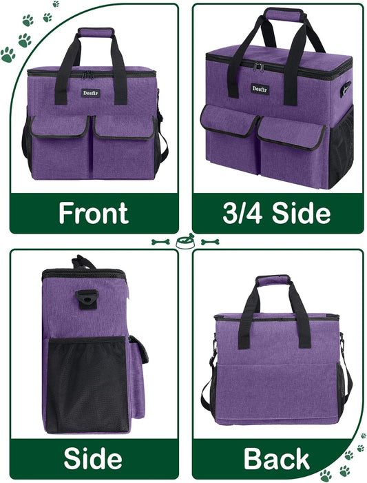 Large Pet Travel Bag Organizer - Dog & Cat Tote with Food Containers, Bowls, Feeding Mat, Perfect for Camping, Hiking (Multi-Pocket Design)