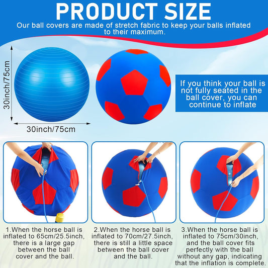 30inch Giant Herding Ball with Cover Anti Burst Ball Please Watch VCR for How to Inflation Horse Toys for Horses Stall Entertainment Play, Pump Included (Classic)