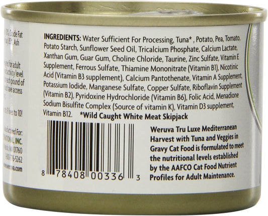 Weruva TruLuxe Cat Food, Mediterranean Harvest with Tuna Whole Meat & Veggies in Gravy, 6oz (Pack of 24)