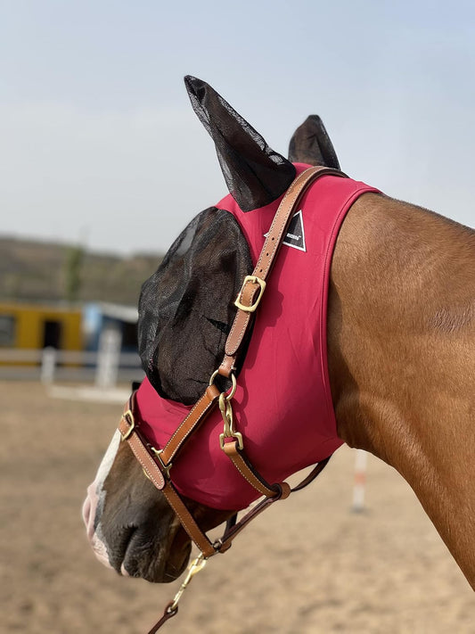 Horse Fly Mask Super Comfort Horse Fly Mask Elasticity Fly Mask with Ears We Only Make Products That Horses Like⦠(Burgundy, M)