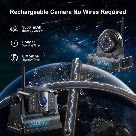 Fookoo 1080P 9" Magnetic Wireless Backup Camera, HD 9" IPS Monitor, Rechargeable 2 Side View 1 Rear View Cameras,1 Min Easy Install, Long Battery Life No Drilling IR Light for Trailer RV Truck DCX903