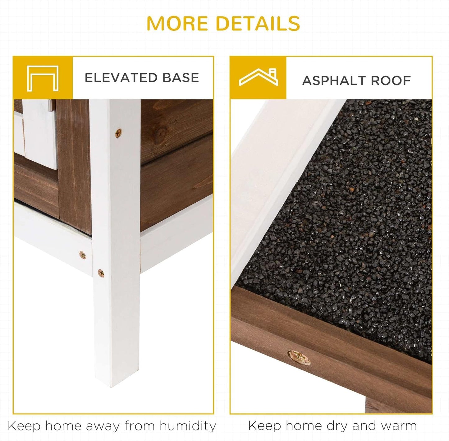 PawHut 54" 2-Story Large Rabbit Hutch Bunny Cage Wooden Pet House Small Animal Habitat with Lockable Doors, No Leak Tray and Waterproof Roof for Rabbits, Chickens, Ducks, Outdoor/Indoor Brown