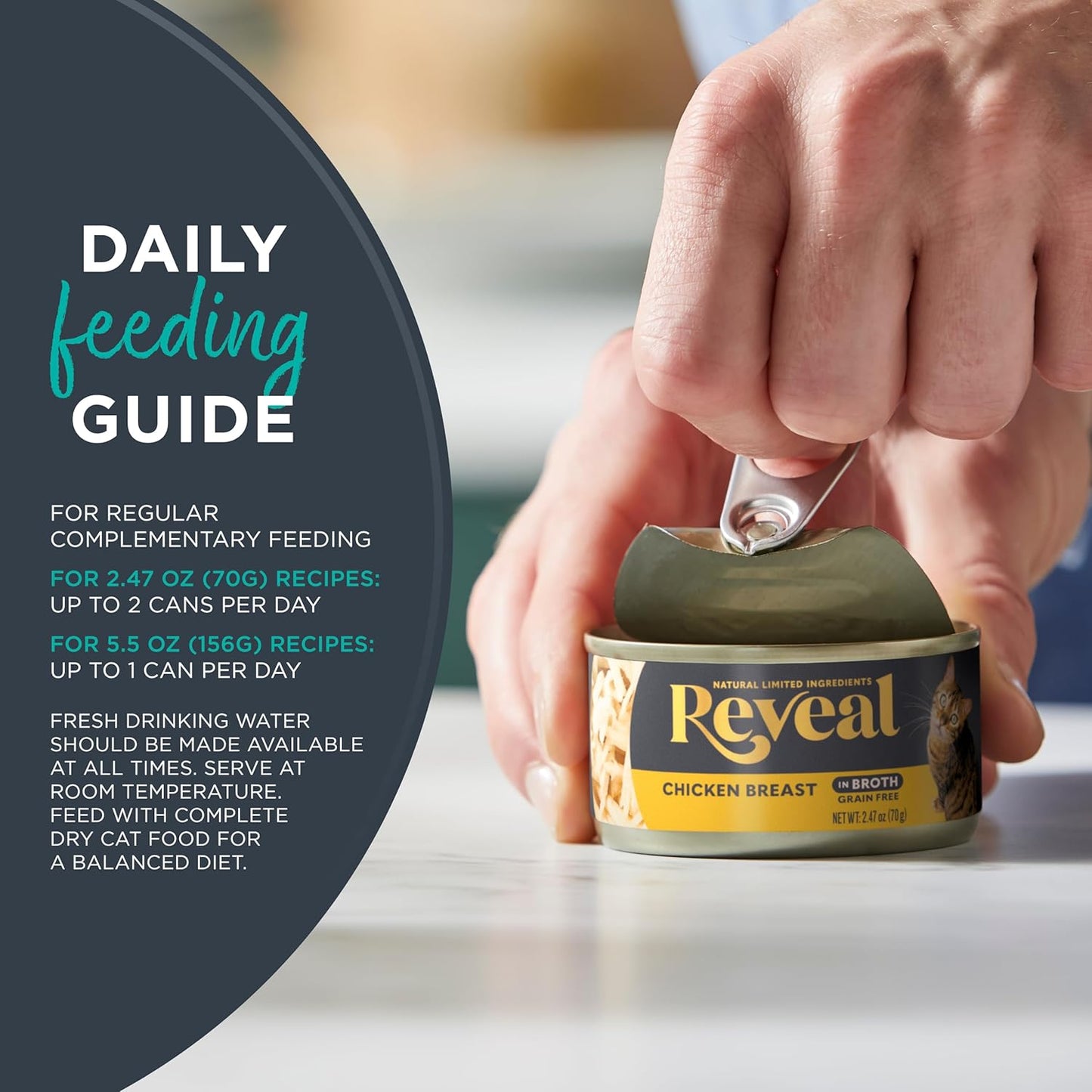 Reveal Natural Wet Canned Cat Food, Limited Ingredient, Grain-Free, Protein with No Artificial Additives, Fish Variety in Broth (12 x 2.47 oz Cans)