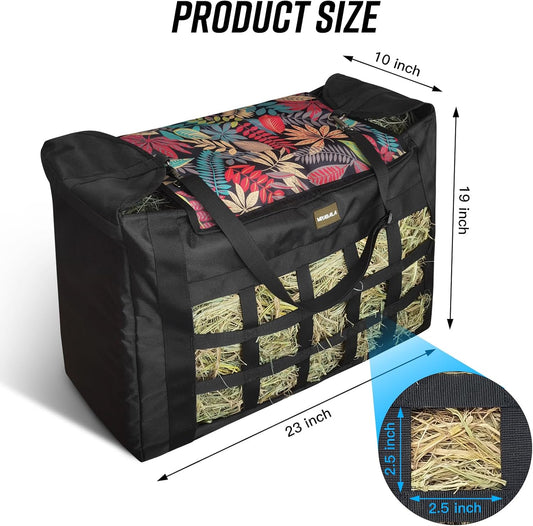 Hay Bag for Horses,Slow Feeder for Horse/Donkey/Goat, Premium 1680D Oxford Cloth,Easy to Fill and Hang with Extra Large Opening(Leaf)