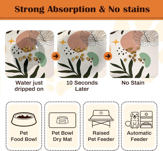 Pet Feeding Mat for Floors Waterproof Dog Mat for Food and Water Absorbent Quick Dry Non Slip mat for Cat Bowls
