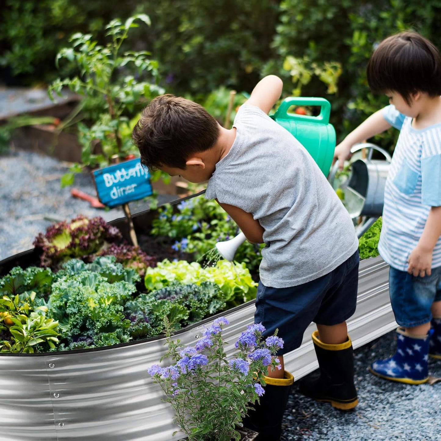 JERIA 2 Pcs 6×3×1ft Oval Raised Garden Bed,Galvanized Raised Garden Bed Kit Outdoor Metal Gardening Planter Box for Vegetable, Fruits, Flower,Herbs