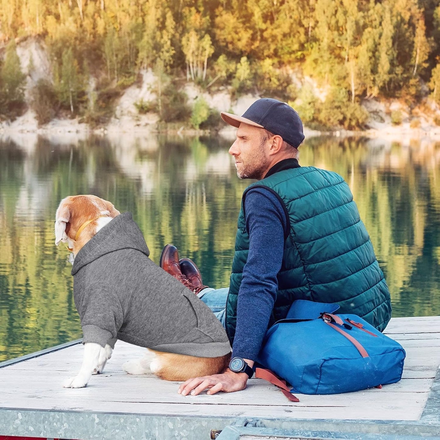 Dog Hoodie Dog Sweaters for Large Dogs Dog Sweater Solid Soft Brushed Fleece Dog Clothes Dog Hoodie Sweatshirt with Pocket(Grey-L)