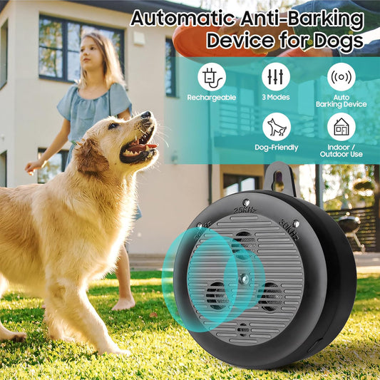 Anti Barking Devices,Auto Dog Bark Deterrent Devices with 3 Levels,Rechargeable Ultrasonic Bark Box Dog Barking Deterrent Devices, Effective Stop Barking Dog Devices for Indoor & Outdoor Dogs