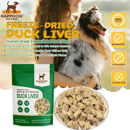 Freeze-Dried Duck Liver Dog Treats, 3.5oz(100.0g), High Protein Training Treats, Single Ingredient, Natural & Raw, No Additives, Grain Free, Gluten Free