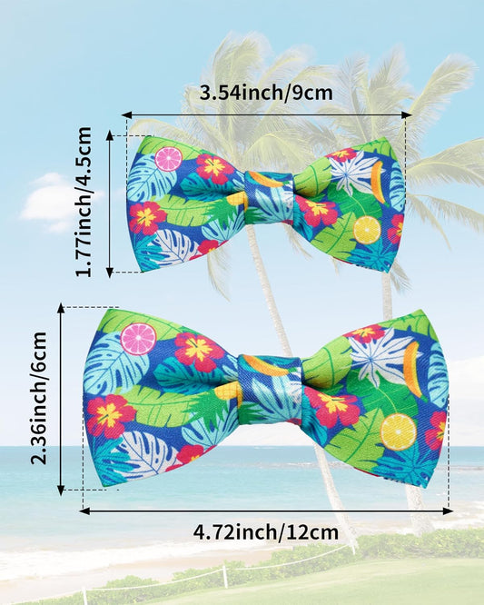 PET SHOW 10 Pack Summer Big Dog Bow Ties for Large Medium Dogs Sliding Collar Attachments Hawaiian Bowties Floral Fruit Bowknots Party Holiday Pet Grooming Accessories(Large)