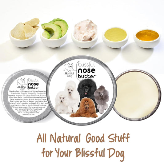 The Blissful Dog Poodle Nose Butter for Dry, Cracked Skin, Lick-Safe Dog Nose Balm with Moisturizing Shea Butter, Almond, Olive, and Essential Oils, Pet Supplies, Uncented, 2 oz.