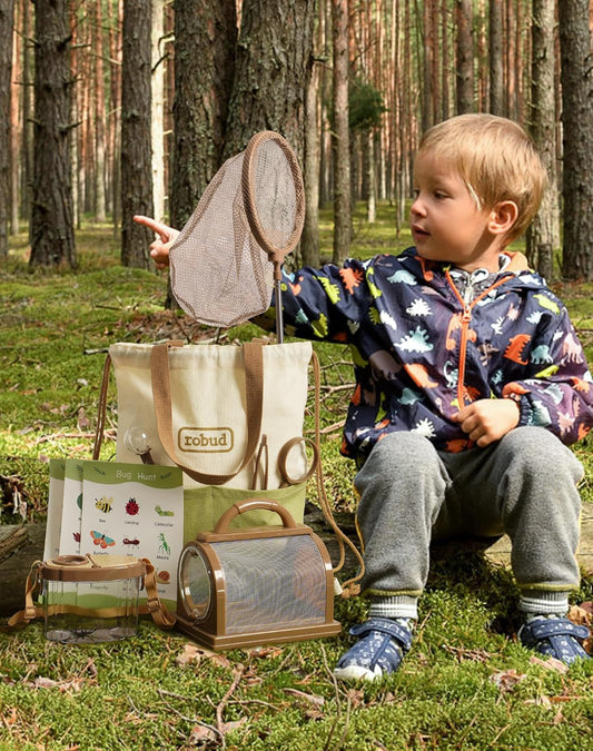 ROBUD Kids Explorer Kit, Bug Catcher Kit with Bag Kit, Outdoor Exploration Set for Camping, Montessroi Toy for Kids Coming Closer to Nature,WRP07