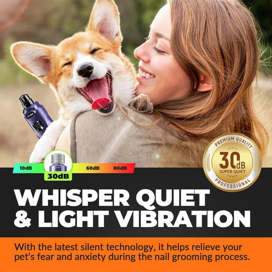 Dog Nail Grinder with 2 LED Lights Powerful 2 Speeds Super Quiet Dog Nail Trimmers with 3 Grinding Wheels Rechargeable Pet Dog Nail Clippers for Large Medium Puppy Dogs Nail File Cat Nail Clipper Blue