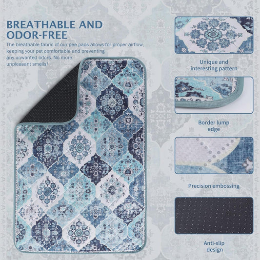 IEUUMLER Washable Pee Pads for Dogs, 2 Pack Reusable Non-Slip Grip, Super Absorbent Waterproof Puppy Pads for Potty Training, Playpen, Crate, Whelping Box EU011 (Blue, 36" x 41")