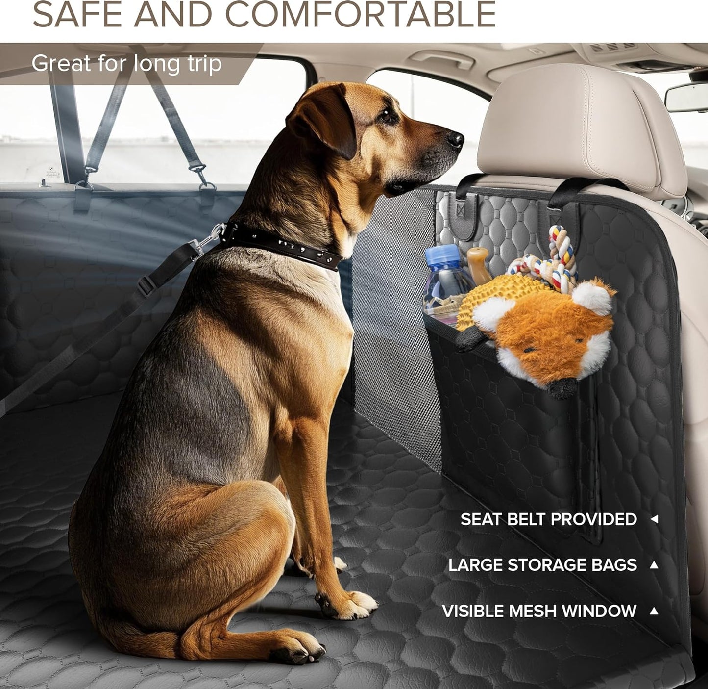 XL Truck Back Seat Extender for Dogs, PU Leather Hard Bottom Car Seat Cover for Dogs,Heavy Duty Dog Car Seat Cover for Back Seat, Waterproof Dog Hammock for Truck, F150, Ram1500 and Large SUV