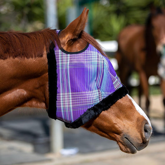 Kensington Fly Mask with Fleece Trim for Horses β Protects Face and Eyes from Flies and Sun Rays While Allowing Full Visibility β Breathable and Non Heat Transferring, Large, Lavender Mint