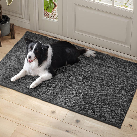 Dog Door Mat Indoor Entrance, 48" x 30" Absorbent Quick-Drying Mud Rugs, Non-Slip Door Rugs for Entryway Indoor Washable, Soft Chenille Dog Mat for Muddy Paws