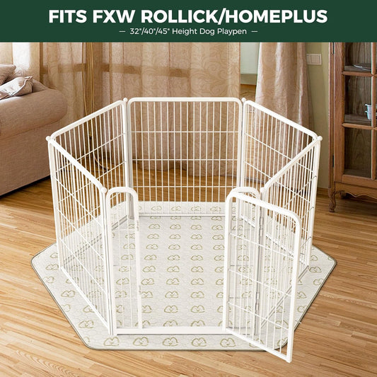 FXW Washable Pee Pads for Dogs, Puppy Pads with Super Absorbent, Specifically Designed for FXW Rollick/Homeplus 32/40/45inch 6 Panels Dog Playpen, 35" Hexagon, Khaki, 2 Packs