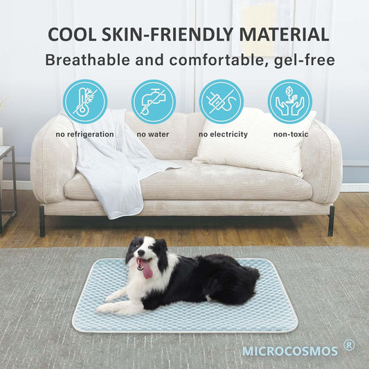 MICROCOSMOS Dog Sleeping Pad & Pet Cooling Mat- Breathable Bubble Surface, EZ Clean. Keep Cooling for Pets, Kids and Adults in Summer.(BlueWhite, 28" x 22")