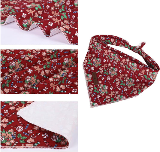 lionet paws Christmas Dog Bandana,Christmas Gingerbread Man Fabric Dogs Kerchief for Medium Large Dogs,Dog Cotton Red Triangle Bibs Scarf for Girl Boy