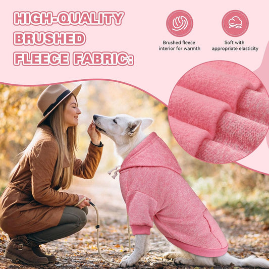 Dog Sweaters for Large Dogs Dog Hoodie Fleece Sweater Soft Pet Clothes Sweatshirt with Pocket Pet Hoodie for Large Dogs(Pink&XL)
