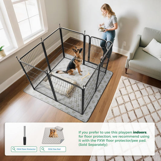 FXW Rollick Unleashed Dog Playpen for Indoor, Yard, RV Camping, 40 inch 8 Panels for Medium and Large Dogs, BlackāPatented
