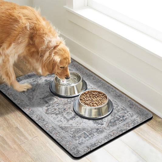 Dog Food Mats for Floors Absorbent, Pet Cat Food Mat - Non Slip Dog Bowl Mats for Food and Water, Eco-Friendly Boho Dog Placemats Feeding Mat Pet Supplies