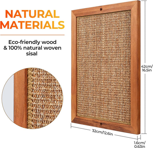 2PCS Cat Scratching Post - BXL, Natural Wooden Sisal Cat Wall Scratcher, Floor or Wall Mounted Vertical Cat Scratch Pad for Indoor Cats Adults or Kittens, Cat Wall Furniture Protector