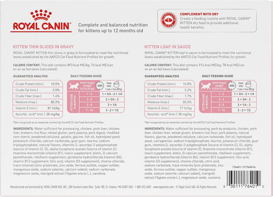 Royal Canin Feline Health Nutrition Kitten Wet Food Variety Pack, 12 Pack, 2 Varieties, 3 oz Cans