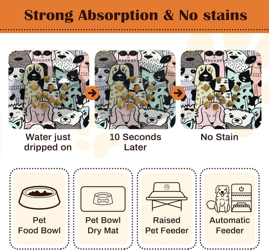 Pet Feeding Mat for Floors Waterproof Dog Mat for Food and Water Absorbent Quick Dry Non Slip mat for Cat Bowls
