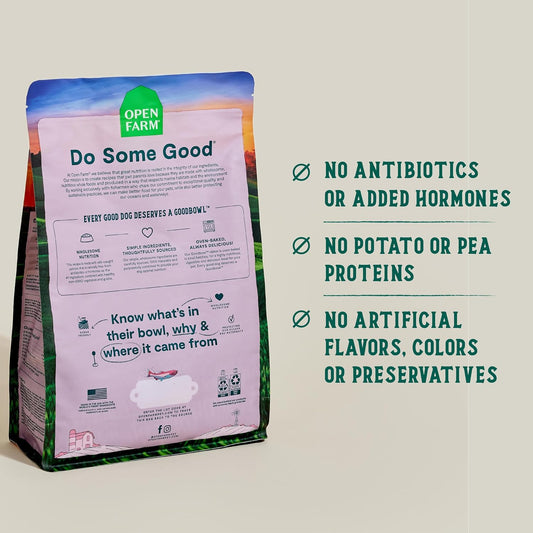 Open Farm Goodbowl, Oven-Baked Small Batch Dry Dog Food - Wild Caught Salmon & Brown Rice Recipe, Includes Non-GMO Produce & Grains, 3.5lb Bag (56oz Bag)
