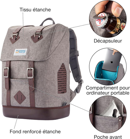 Kurgo Dog Carrier Backpack for Small Pets - Dogs & Cats | TSA Airline Approved | Cat | Hiking or Travel | Waterproof Bottom | G-Train | Ruck Sack | Heather Grey