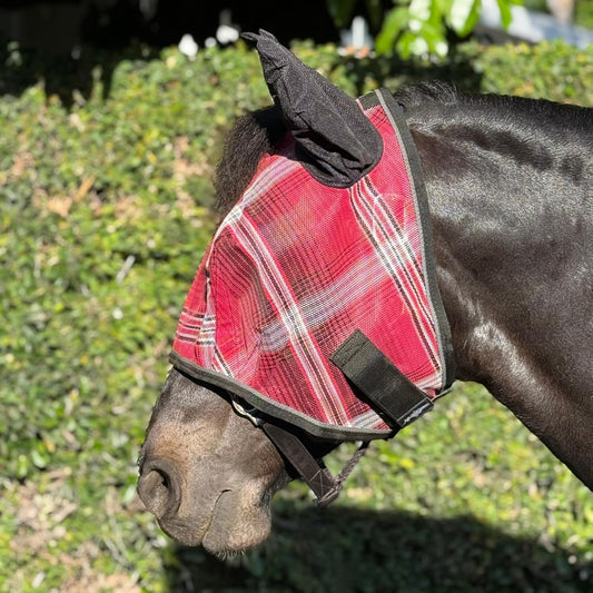 Kensington Signature Fly Mask w/Web Trim Soft Mesh Ears & Forelock Opening Size: M-Small Horse Color: 165 - Merlot