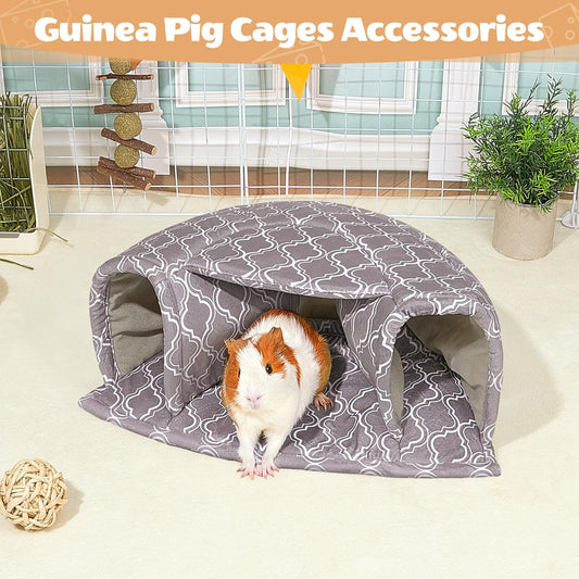 Unicorn Catcher Guinea Pig Hideout Large Bed Cozy House Warm Tunnel Washable Accessories for Small Pet Hamster/Chinchilla/Bunny, Grey