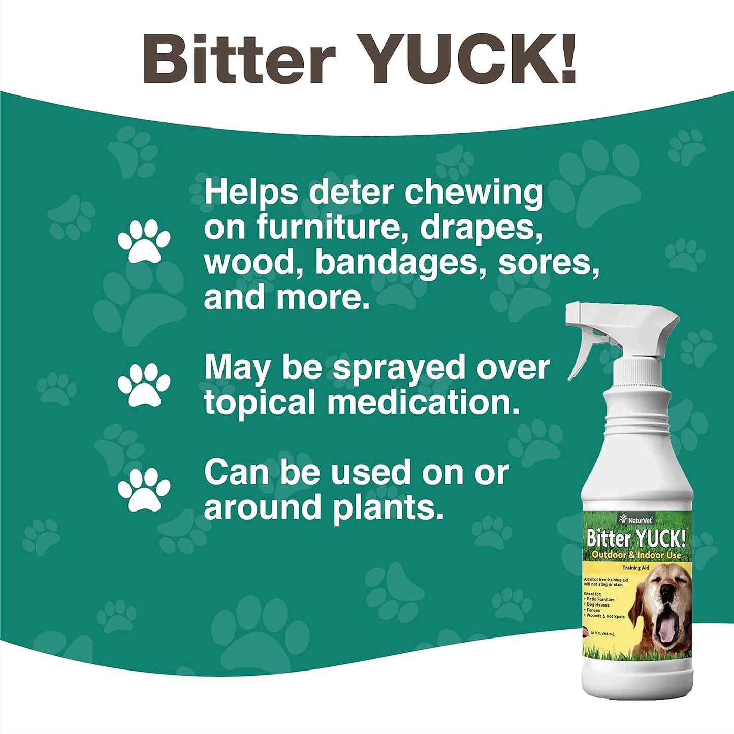 NaturVet 978249 Bitter Yuck for Outdoor Pets, 32-Ounce