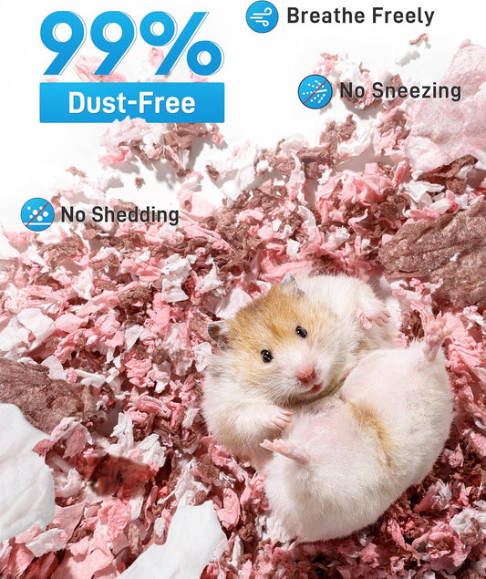BUCATSTATE Hamster Bedding 70L, 99% Dust-Free Guinea Pig Paper Bedding Odor Control Paper Bedding, Cozy Small Animal Bedding for Rabbit Rat Syrian Dwarf Hamsters Gerbils (Blossom)