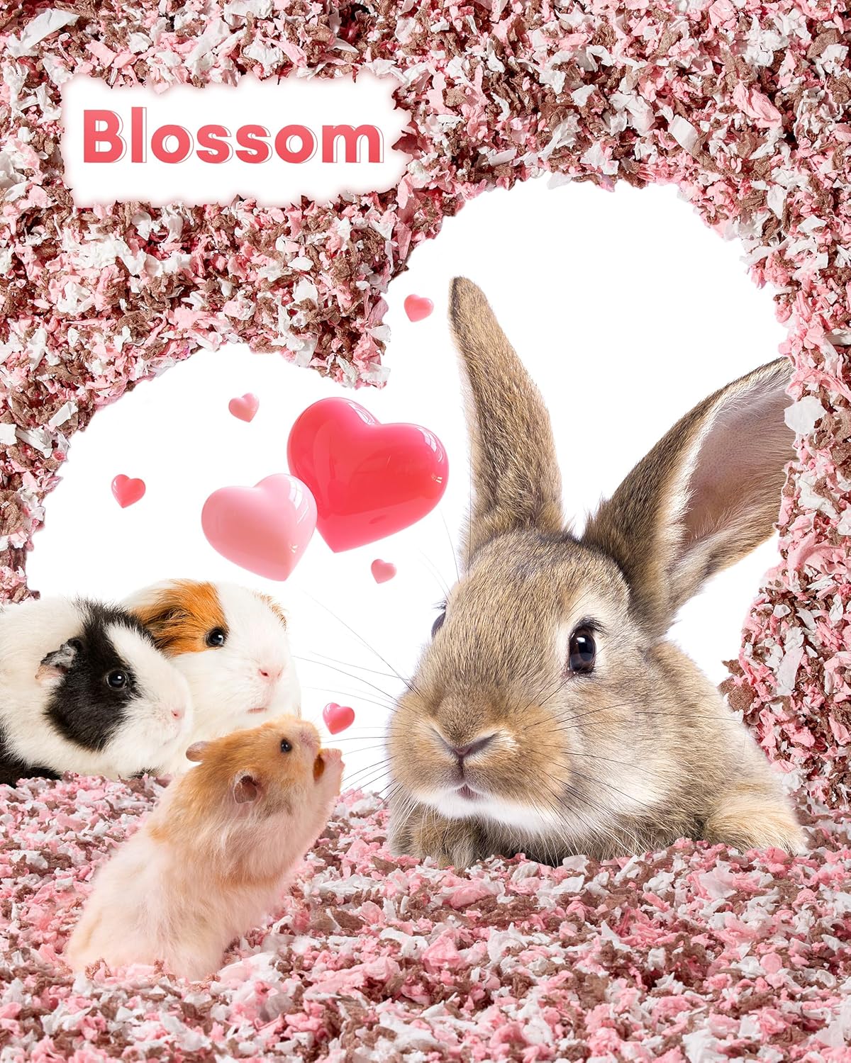 BUCATSTATE Hamster Bedding 15L, 99% Dust-Free Guinea Pig Paper Bedding Odor Control Paper Bedding, Cozy Small Animal Bedding for Rabbit Rat Syrian Dwarf Hamsters Gerbils (Blossom)