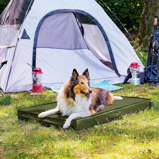 FurHaven Cooling Dog Bed β XL Foam Mattress for Joint Pain Relief, Waterproof Liner, Removable Washable Cover, Durable for Outdoor Use, Deluxe Grid Indoor/Outdoor Bed β Green, Jumbo