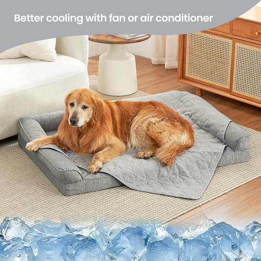 Cozy Bliss Leakproof Cooling Blanket for Medium Dogs β Q-Max>0.4, Durable & Washable Dog Cooling Mat for Hot Weather, Soft Pet Throw & Couch Protector for Dogs & Cats, 30x40 Inch, Heather Silver Grey