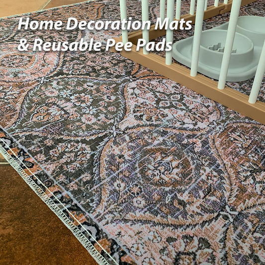 nunubaby Washable Pee Pads for Dogs, Stylish, Non-Slip and Leak-Proof Pee Pads. Reusable Potty Pads for Dogs for Crates and Floors.(Brown/Multi, 36" x36")