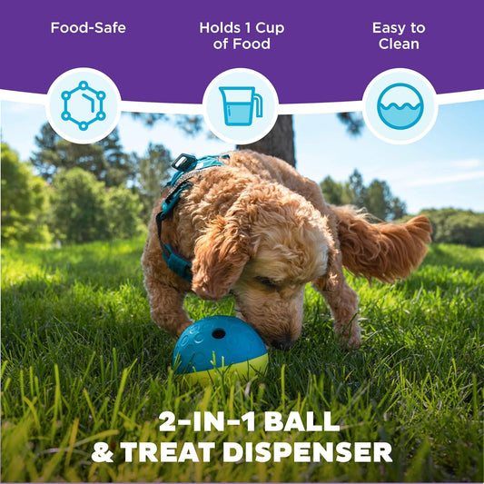 Outward Hound by Nina Ottosson Treat Tumble Interactive Puzzle Ball Dog Toy, Level 1 Beginner, Blue, Small (4.75" Diameter)