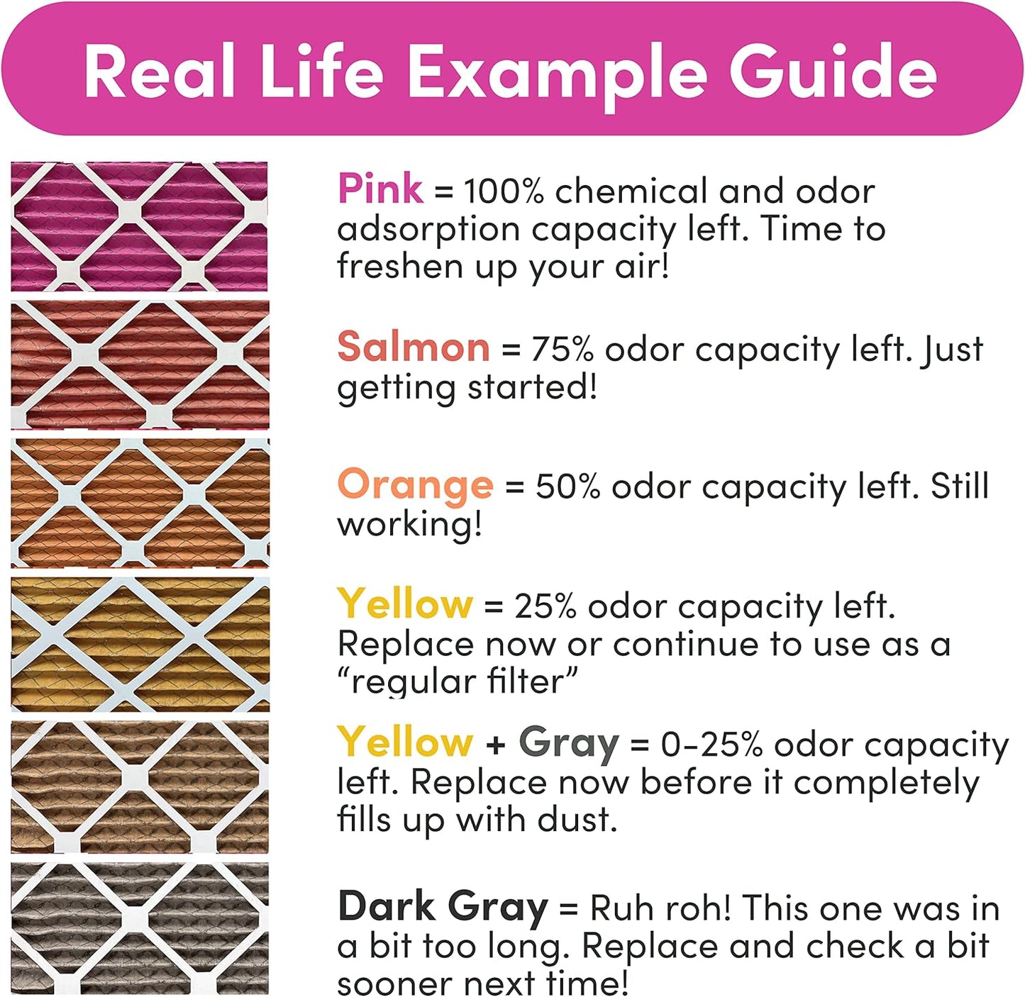 Colorfil 20x24x1 Air Filter (6-Pack) | Made in the USA | Color Changing | Remove Cat and Dog Odor | MERV 8 for Pet Hair Dander and Dust | 19.5"x23.5"x0.75" Exact Size