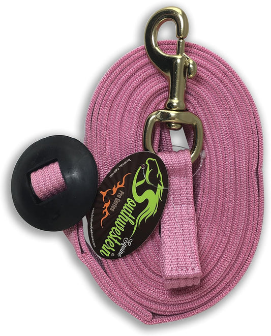 Southwestern Equine Lunge Line for Horses Cotton Horse Lunge Line with Bolt Snap & Rubber Stop (Pink, 24')