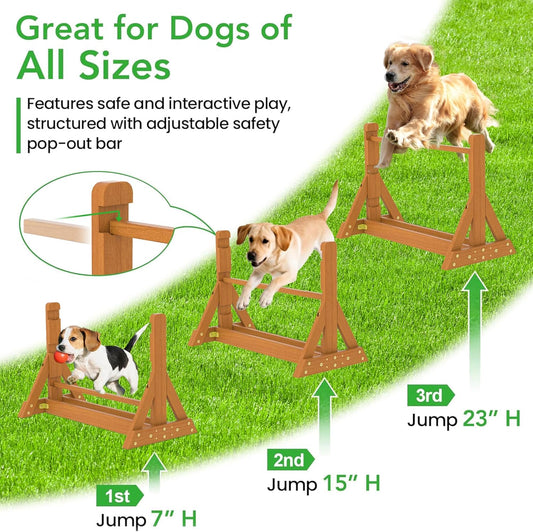 Dog Agility Set, Wooden Dog Agility Jumps & Dog Hurdles,Dog Agility Equipment, Dog Agility Course,Dog Agility Course Backyard Set,Obstacle Course for Dogs,Dog Hurdles Training Equipment
