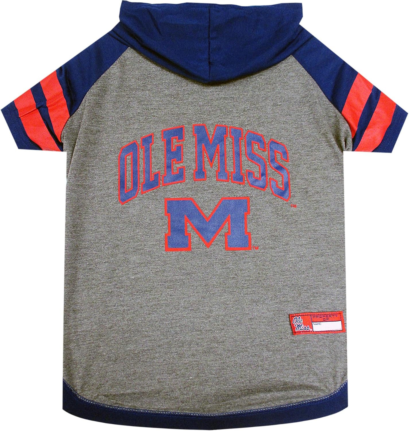 NCAA Mississippi OLE Miss Rebels Hoodie for Dogs & Cats, Large Collegiate Licensed Dog Hoody Tee Shirt. Sports Hoody T-Shirt for Pets. College Sporty Dog Hoodie Shirt.