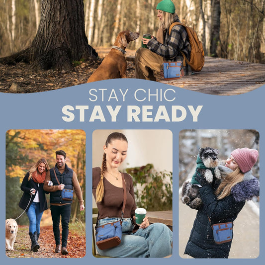 BEAU&FUR Dog Treat Pouch with Clicker for Training - Hands-Free Dog Treat Bag with Magnetic Closure, Built-in Poop Bag Holder Pocket