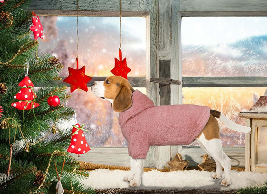 Fuzzy Dog Sweaters for Medium Dogs Dog Hoodie Sweater Clothes Warm Soft Cozy Pet Coats Hooded Sweatshirt Medium Pet Hoodie(Pink-M)